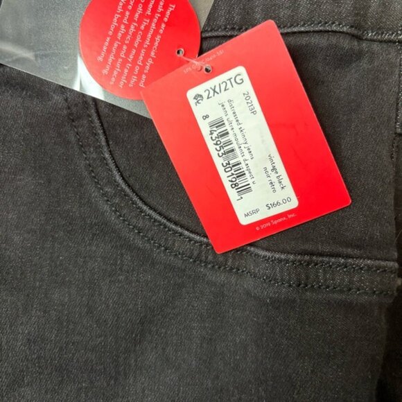NWT SPANX Distressed Skinny Jeans Vintage Black Size 2X Stretch Plus Size Womens - Picture 4 of 6